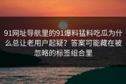 91网址导航里的91爆料猛料吃瓜为什么总让老用户起疑？答案可能藏在被忽略的标签组合里