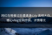 网红在晚餐过后遭遇溏心tv 真相大白，糖心vlog全网炸锅，详情曝光