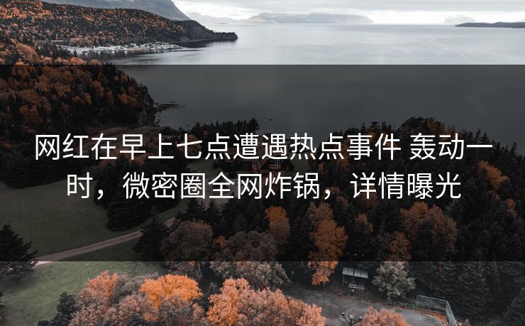 网红在早上七点遭遇热点事件 轰动一时，微密圈全网炸锅，详情曝光