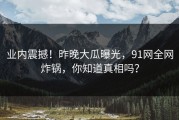 业内震撼！昨晚大瓜曝光，91网全网炸锅，你知道真相吗？