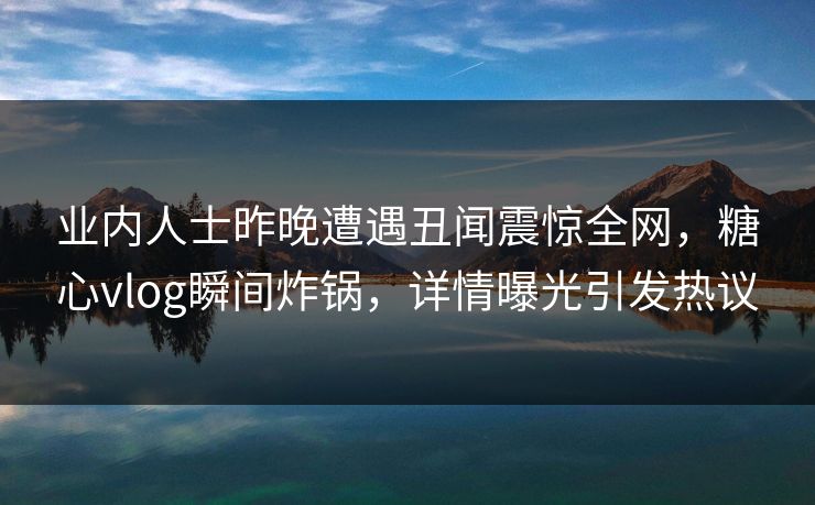 业内人士昨晚遭遇丑闻震惊全网,糖心vlog瞬间炸锅,详情曝光引发热议 业内人士昨晚遭遇丑闻震惊全网,糖心vlog瞬间炸锅,详情曝光引发热议