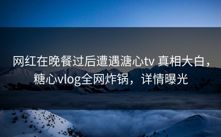 网红在晚餐过后遭遇溏心tv 真相大白，糖心vlog全网炸锅，详情曝光