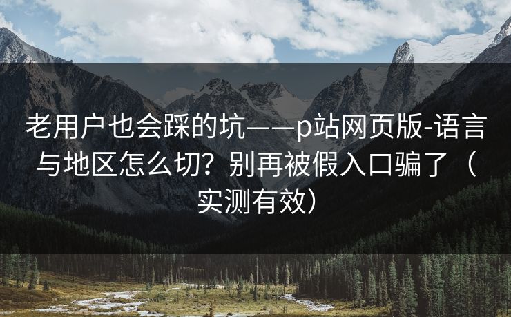 老用户也会踩的坑——p站网页版-语言与地区怎么切？别再被假入口骗了（实测有效）